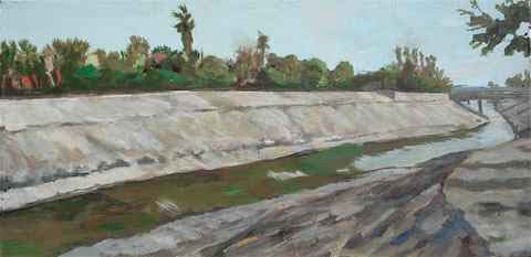 Artist: Christophe Cassidy - Ballona Creek With Your Back to the Creek - Oil Painting on Canvas 18x36